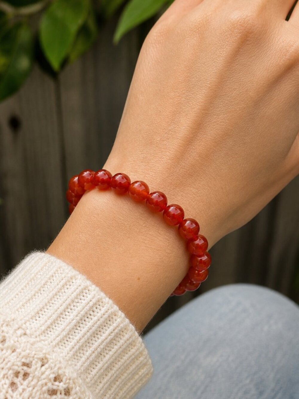 Carnelian Gemstone Stretch Bracelet | Handmade - Picture 6 of 6